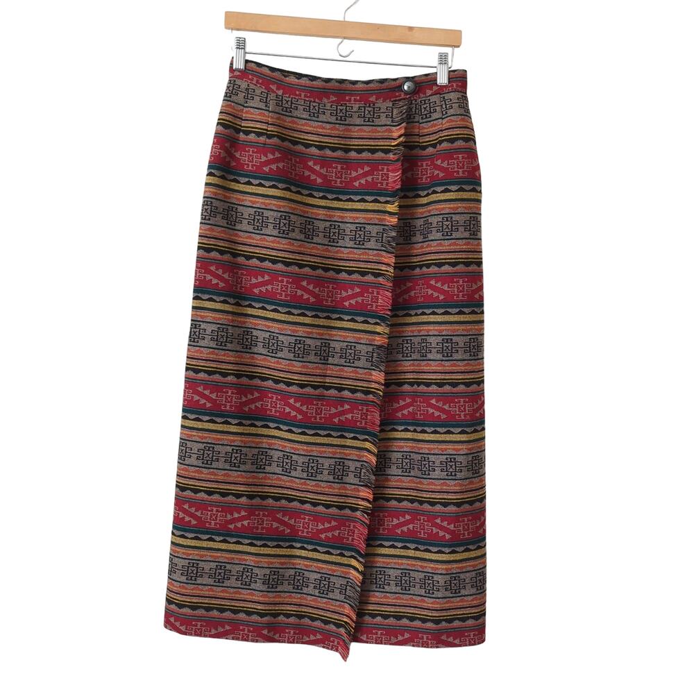 Pendleton Women's Midi Wrap Skirt 8 Southwestern Blanket Wool Art Wear‎ Native S
